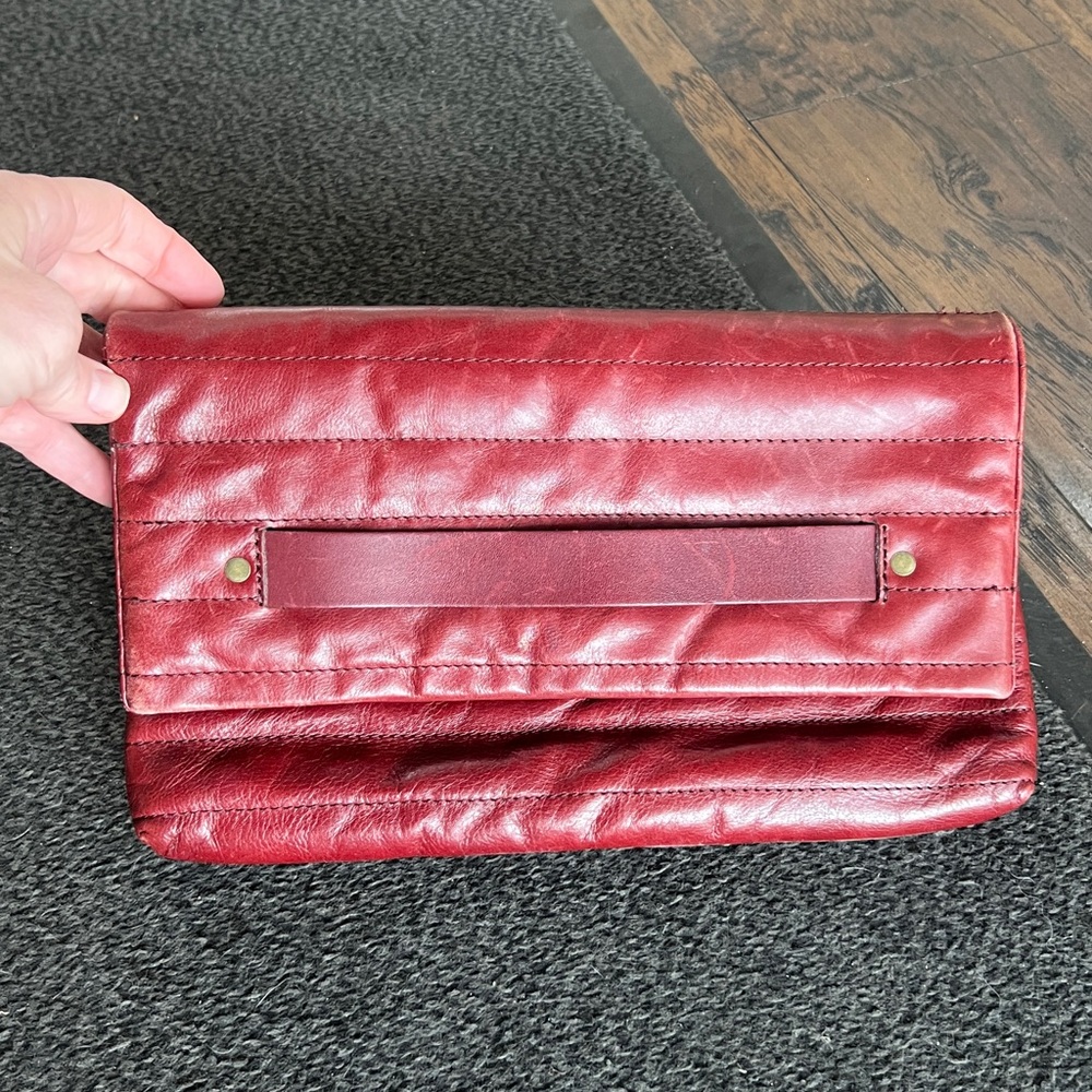 Madewell red leather clutch purse 100% Leather